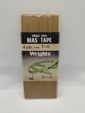 Wrights Single Fold Bias Tape 4 yds 200 - Tan 73 - Vintage Sewing 1986